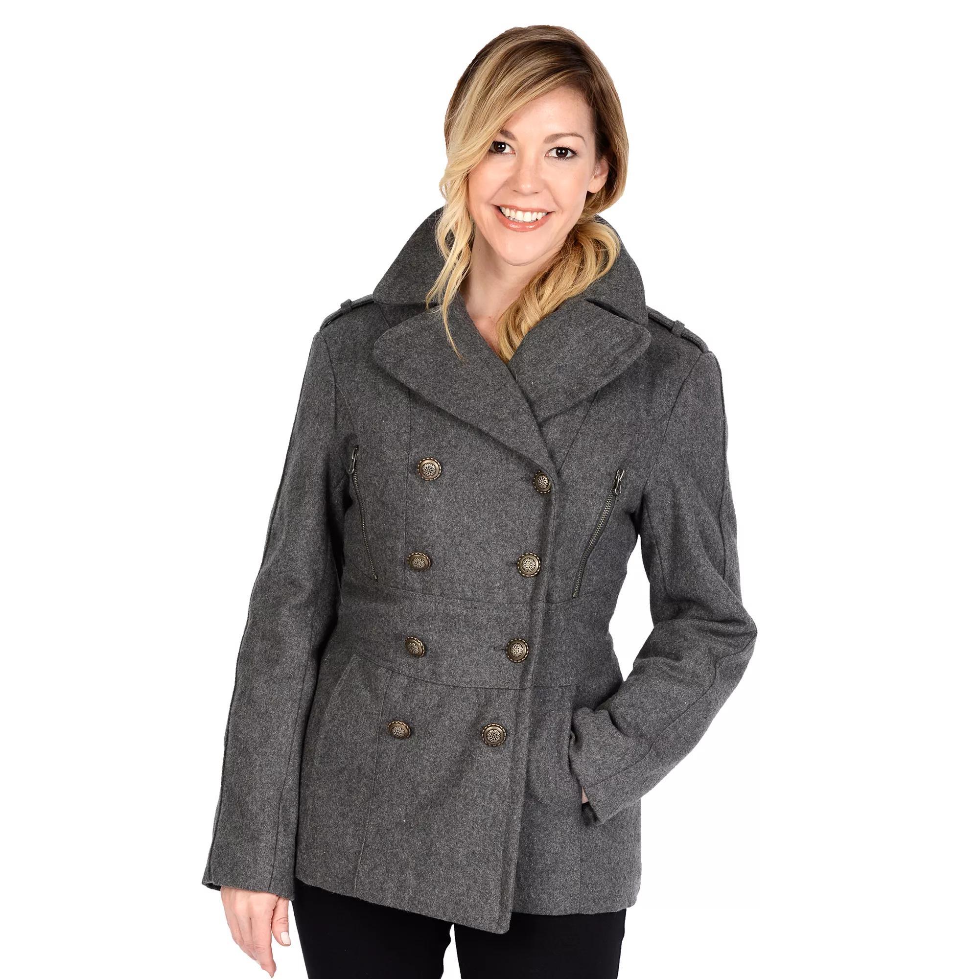 Womens Excelled Military Wool Blend Peacoat Product Image