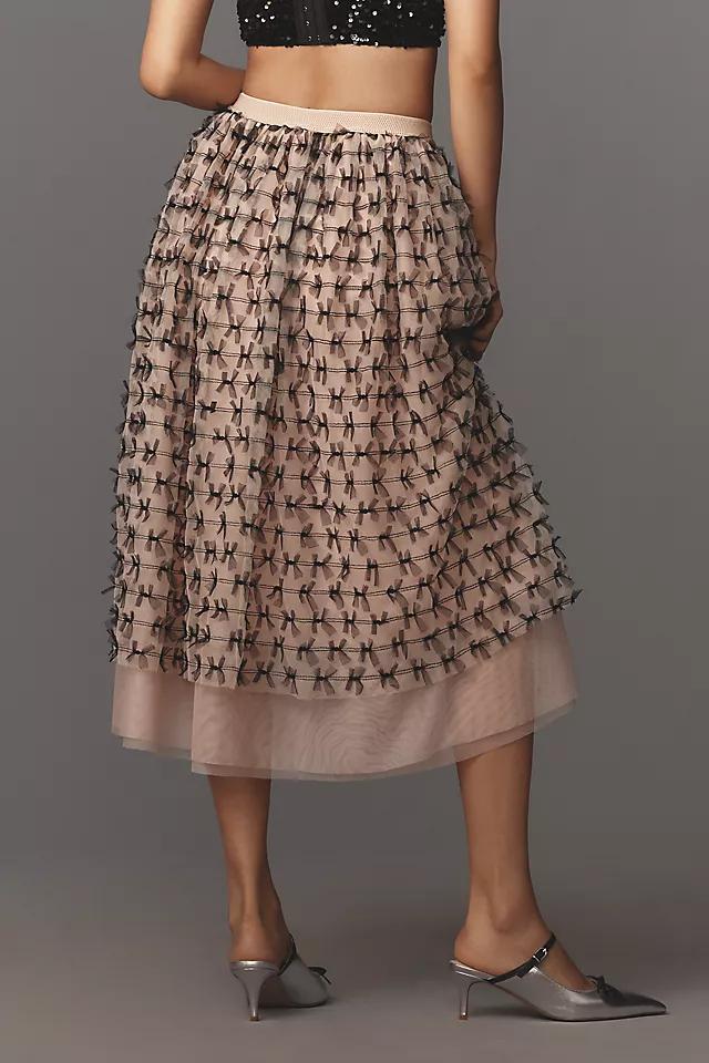 Maeve All-Over Bow Tulle Midi Skirt Product Image