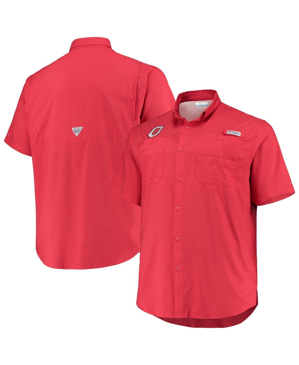 Men's Columbia Scarlet Ohio State Buckeyes Big & Tall Tamiami Omni-Shade Button-Down Shirt, Size: 4XB, Red Product Image