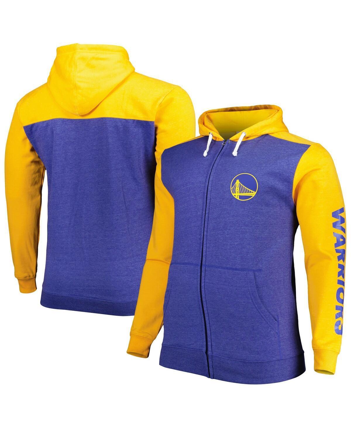 Men's Fanatics Branded Royal/Gold Golden State Warriors Big & Tall Down and Distance Full-Zip Hoodie, Size: XLT, Blue Product Image