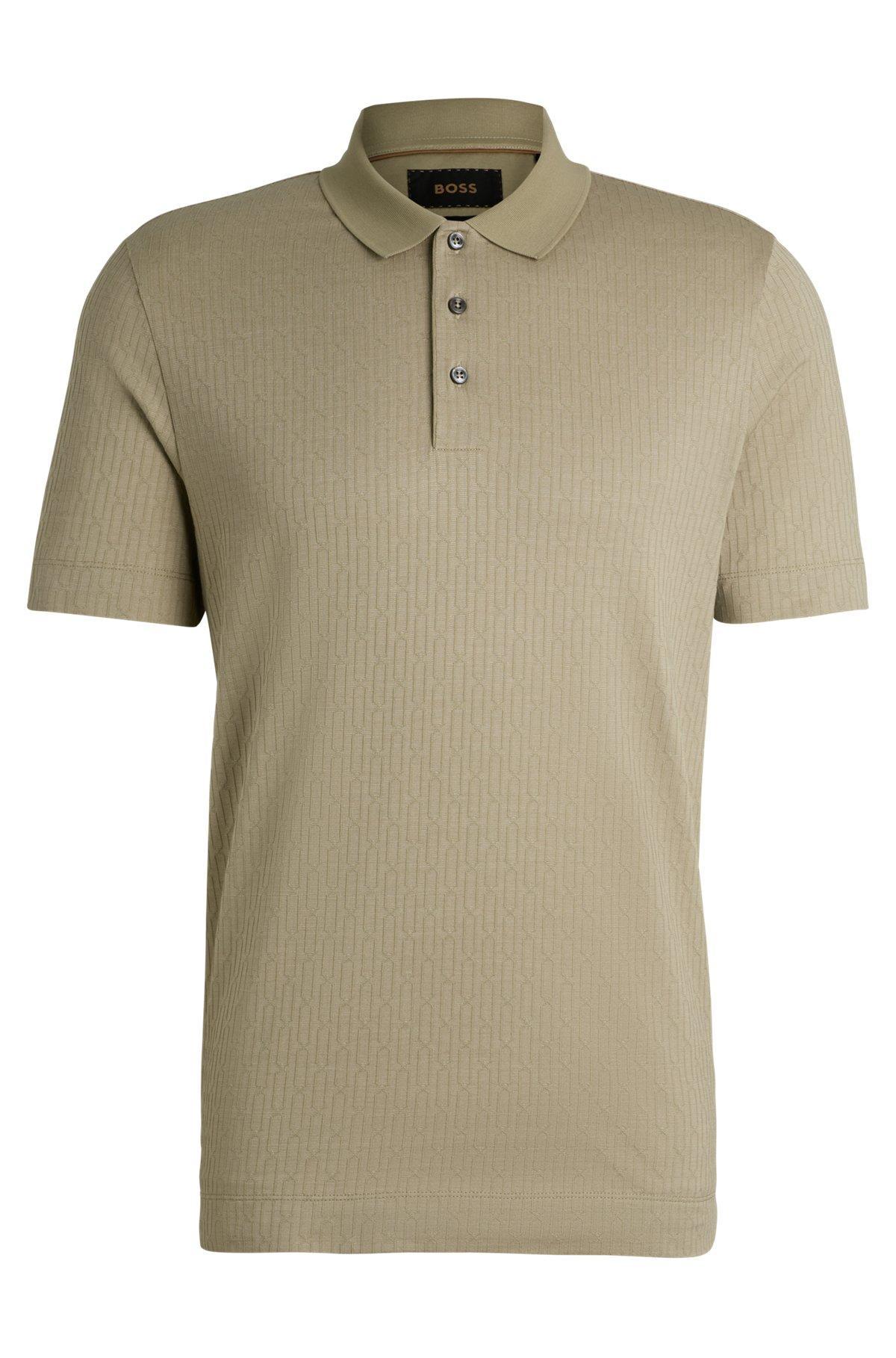 Regular-fit polo shirt in quilted cotton and silk Product Image