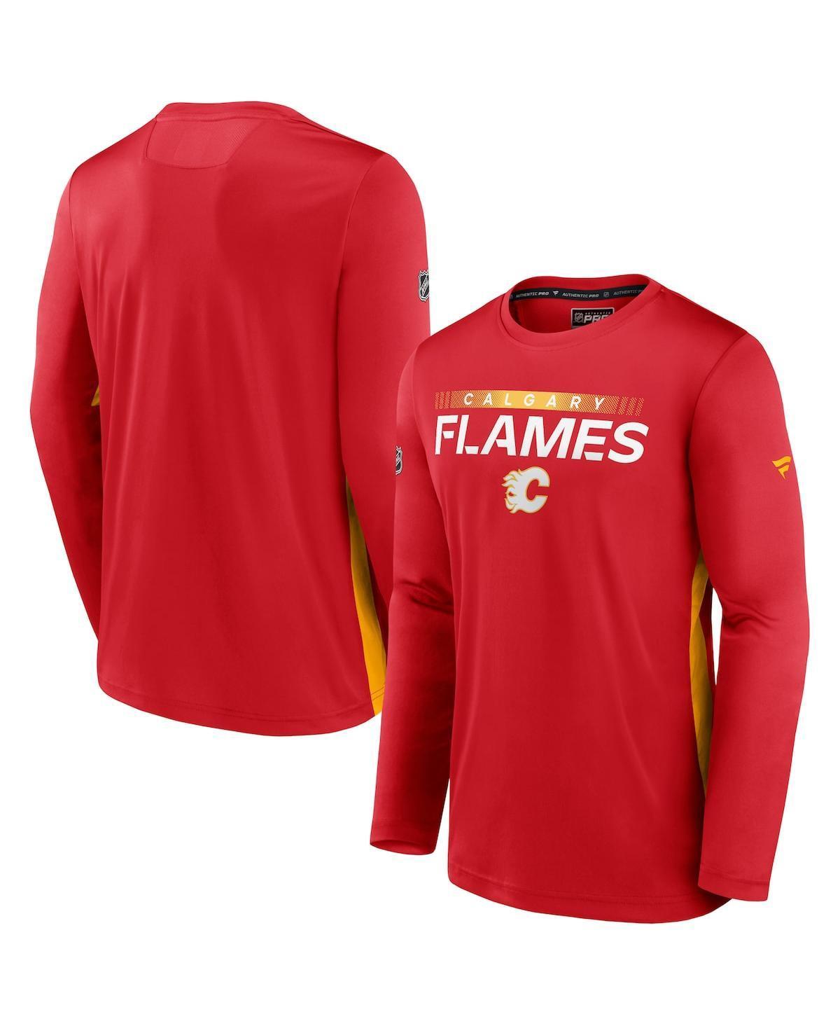 Men's Fanatics Branded Red Calgary Flames Authentic Pro Rink Performance Long Sleeve T-Shirt, Size: Small, Flm Red Product Image