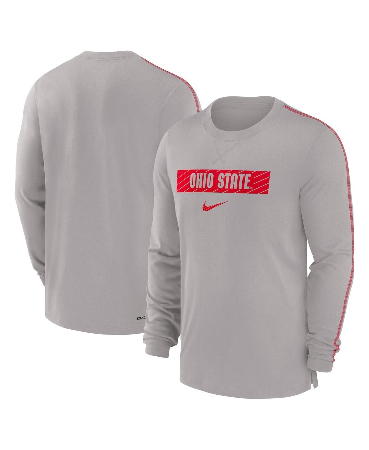Men's Nike Gray Ohio State Buckeyes 2024 Sideline Player Tri-Blend Performance Long Sleeve T-Shirt, Size: Small, Grey Product Image