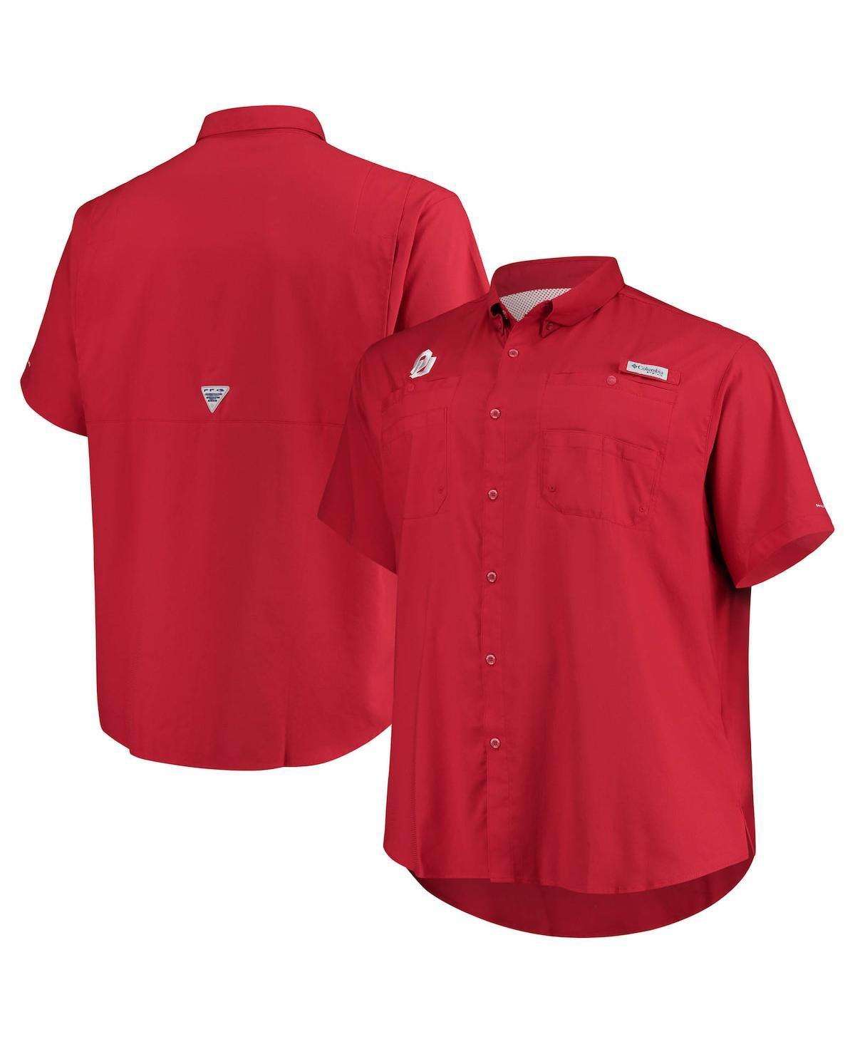 Men's Columbia Crimson Oklahoma Sooners Big & Tall Tamiami Omni-Shade Button-Down Shirt, Size: 3XLT, Red Product Image