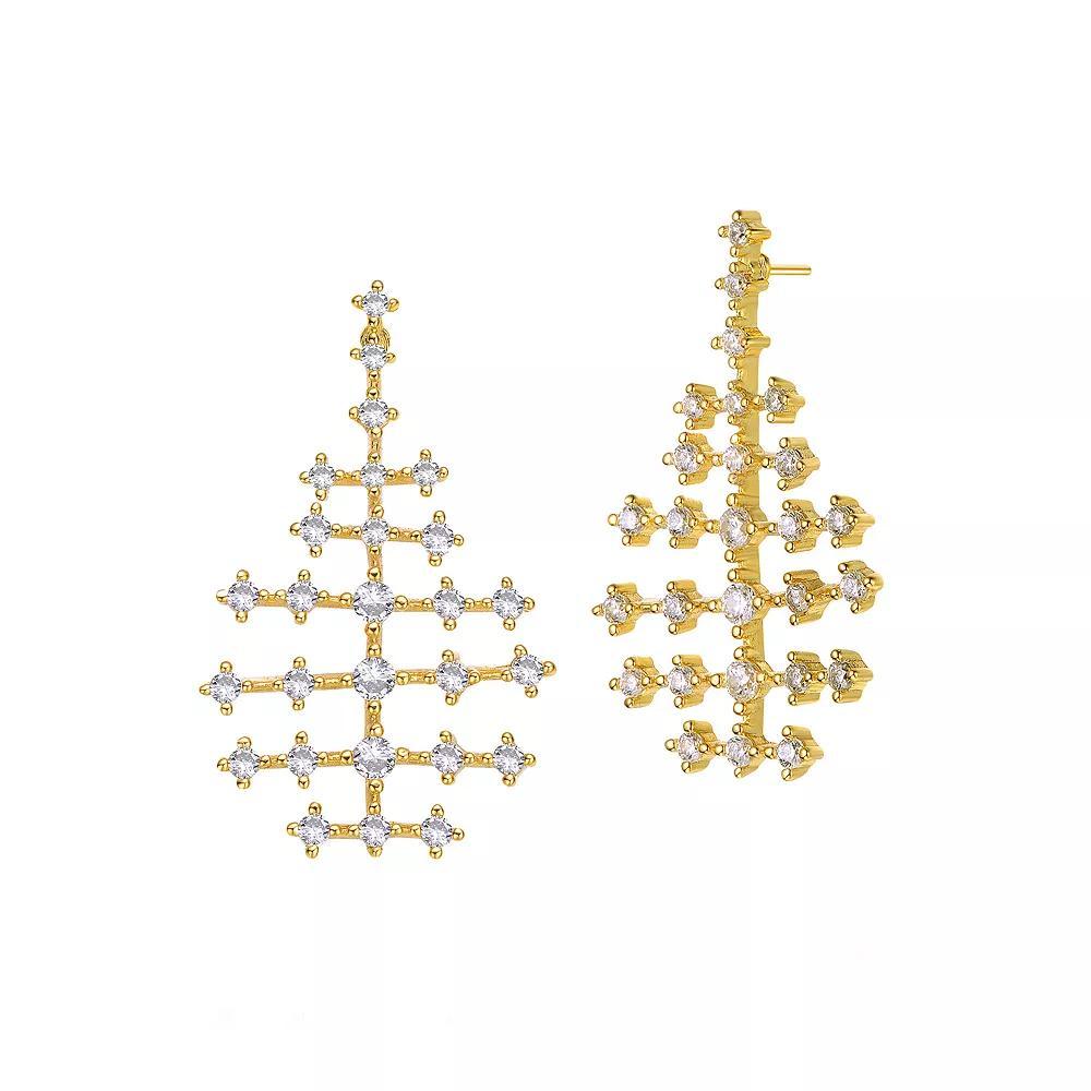 14k Gold Plated Cubic Zirconia Anchor Frame Drop Earrings, Womens, Gold Tone Product Image