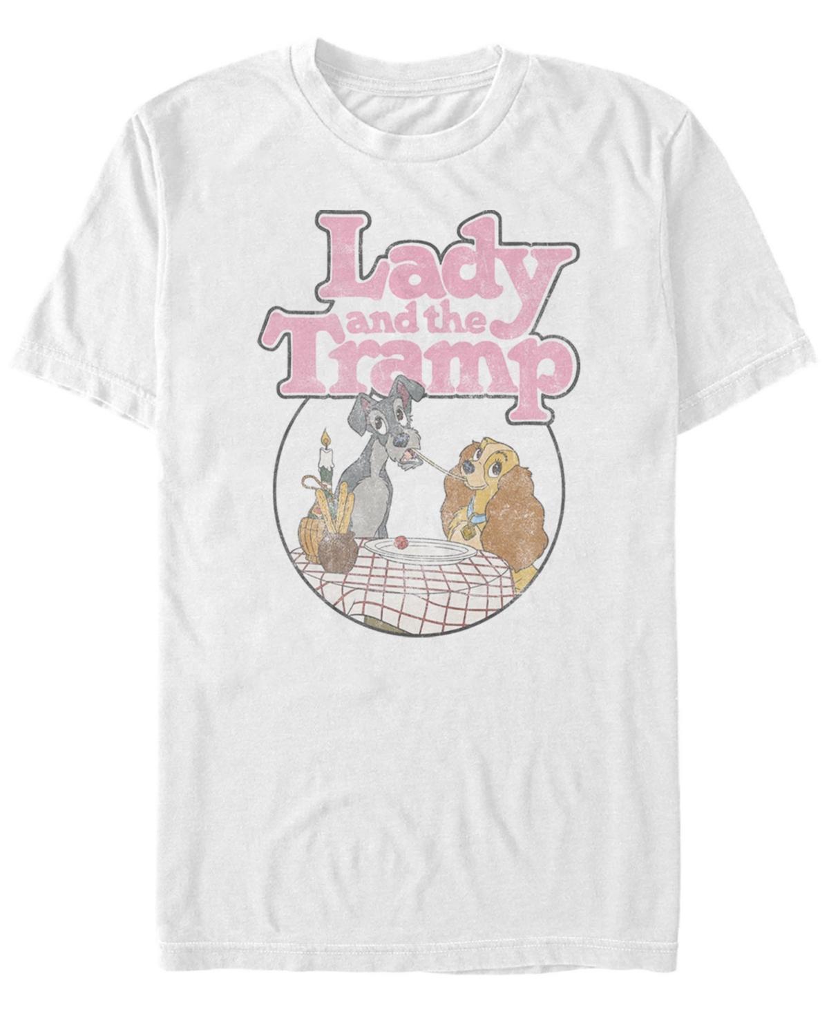 Disney's Lady And The Tramp Table Scene Portrait Logo Men's Tee, Size: XXL, White Product Image
