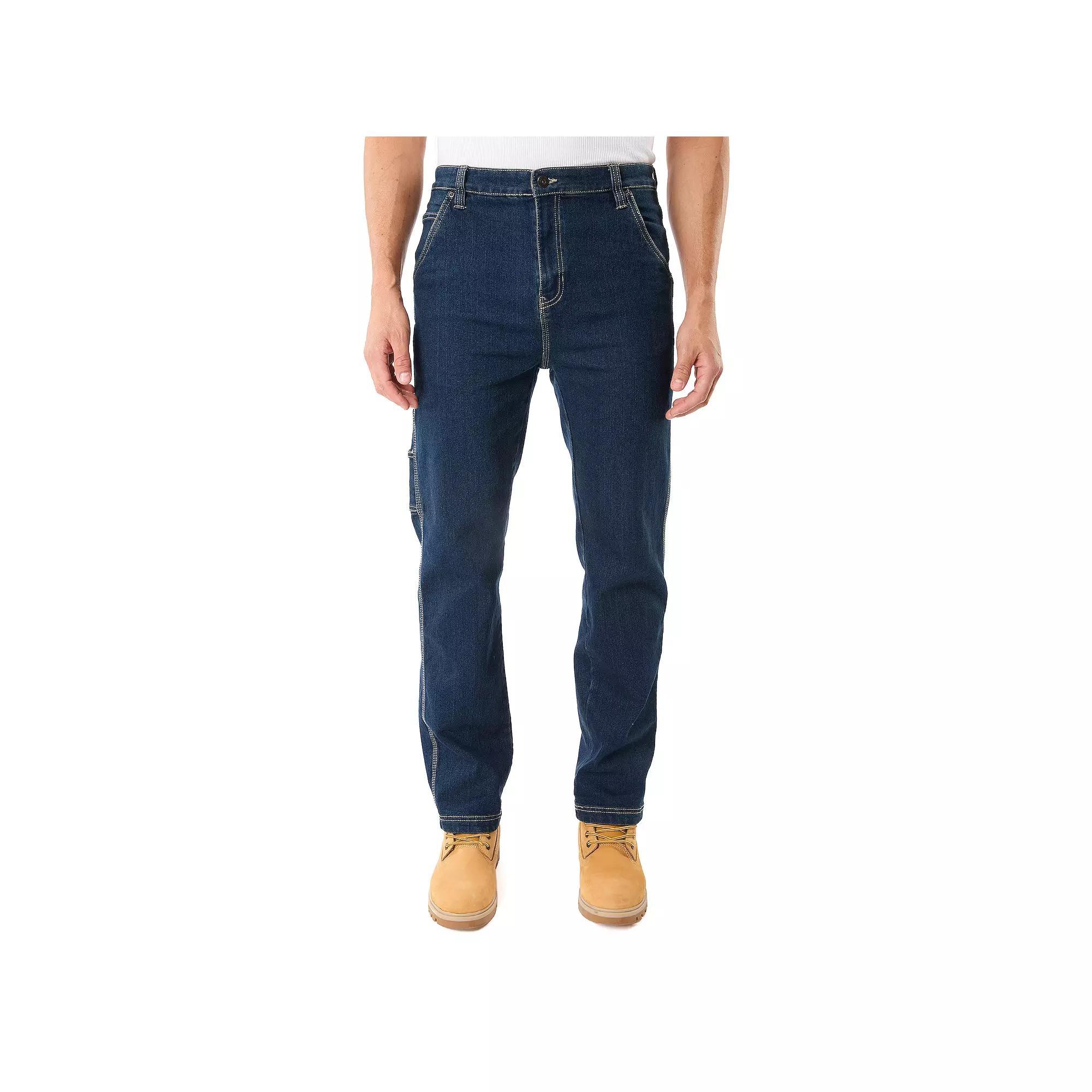 Big & Tall Stretch Relaxed Fit Carpenter Jeans, Men's, Size: 46X30, Dark Blue Stonewash Product Image