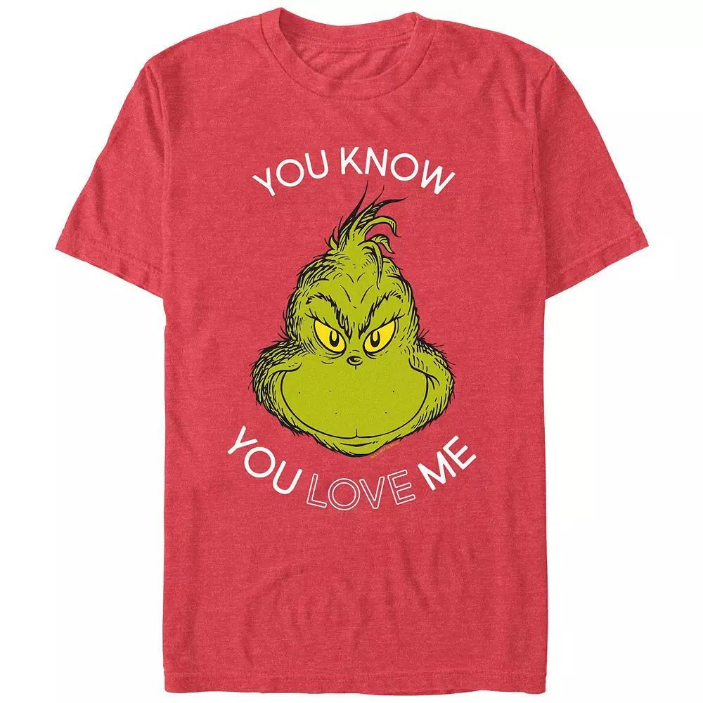 Big & Tall Dr. Seuss Grinch You Know You Love Me Graphic Tee, Men's, Size: XXL, Red Grey Product Image