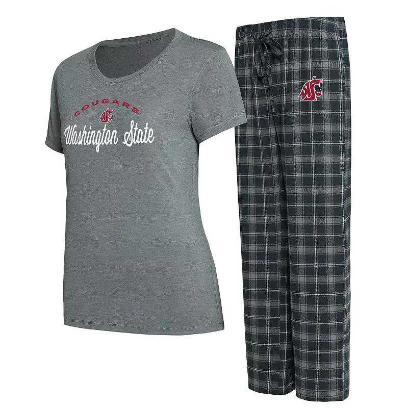 Women's Concepts Sport Charcoal/Gray Washington State Cougars Arctic T-Shirt & Flannel Pants Sleep Set, Size: 3XL, Wsc Charco Product Image