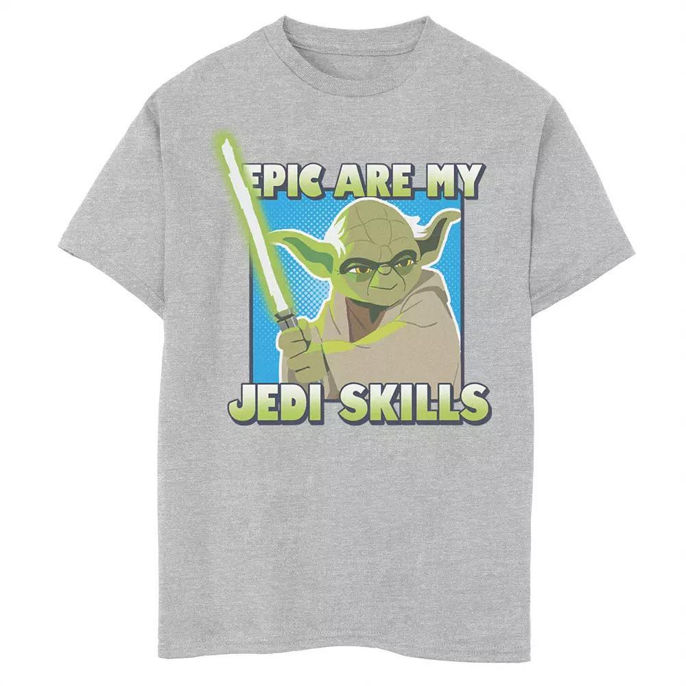 Mens Star Wars Galaxy Of Adventures Yoda Epic Skills B1 Tee, Boys Athletic Grey Product Image