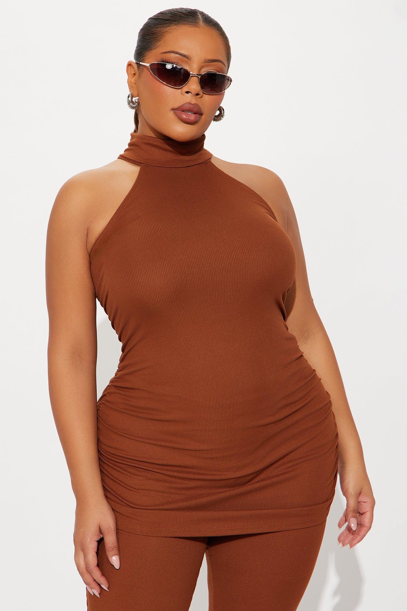 Sarina Ribbed Sleeveless Pant Set - Mocha Product Image