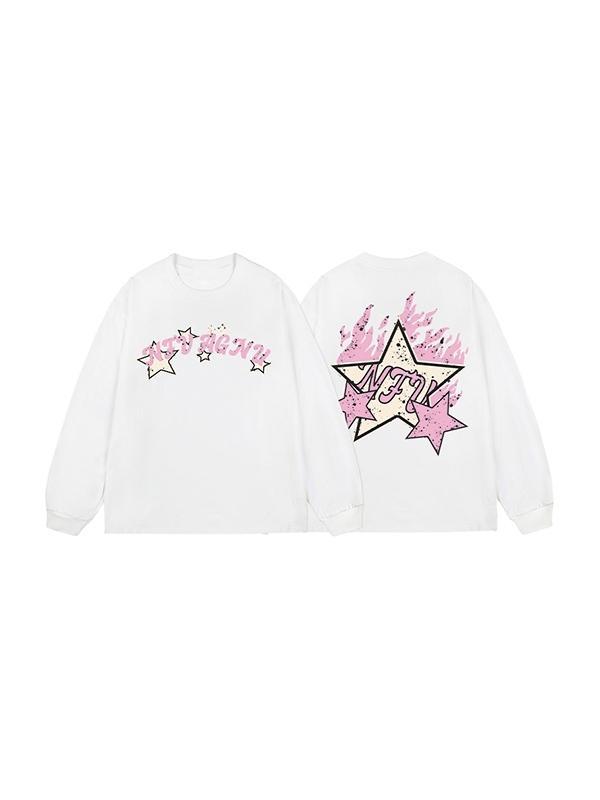 Men's Star Print Crew Neck Long Sleeve Tee Product Image