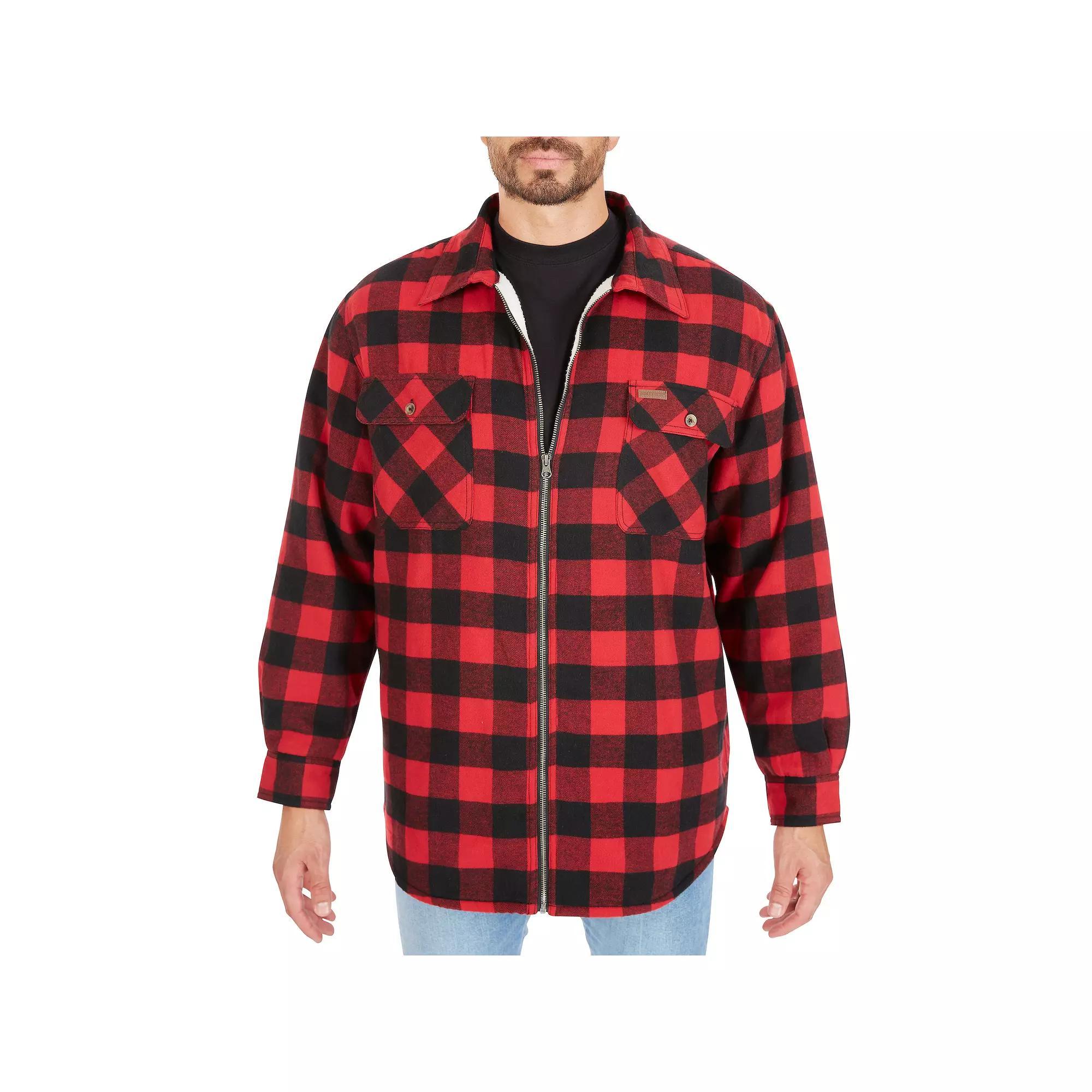 Mens Smiths Workwear Plaid Sherpa-Lined Cotton Flannel Shirt Jacket Red Product Image