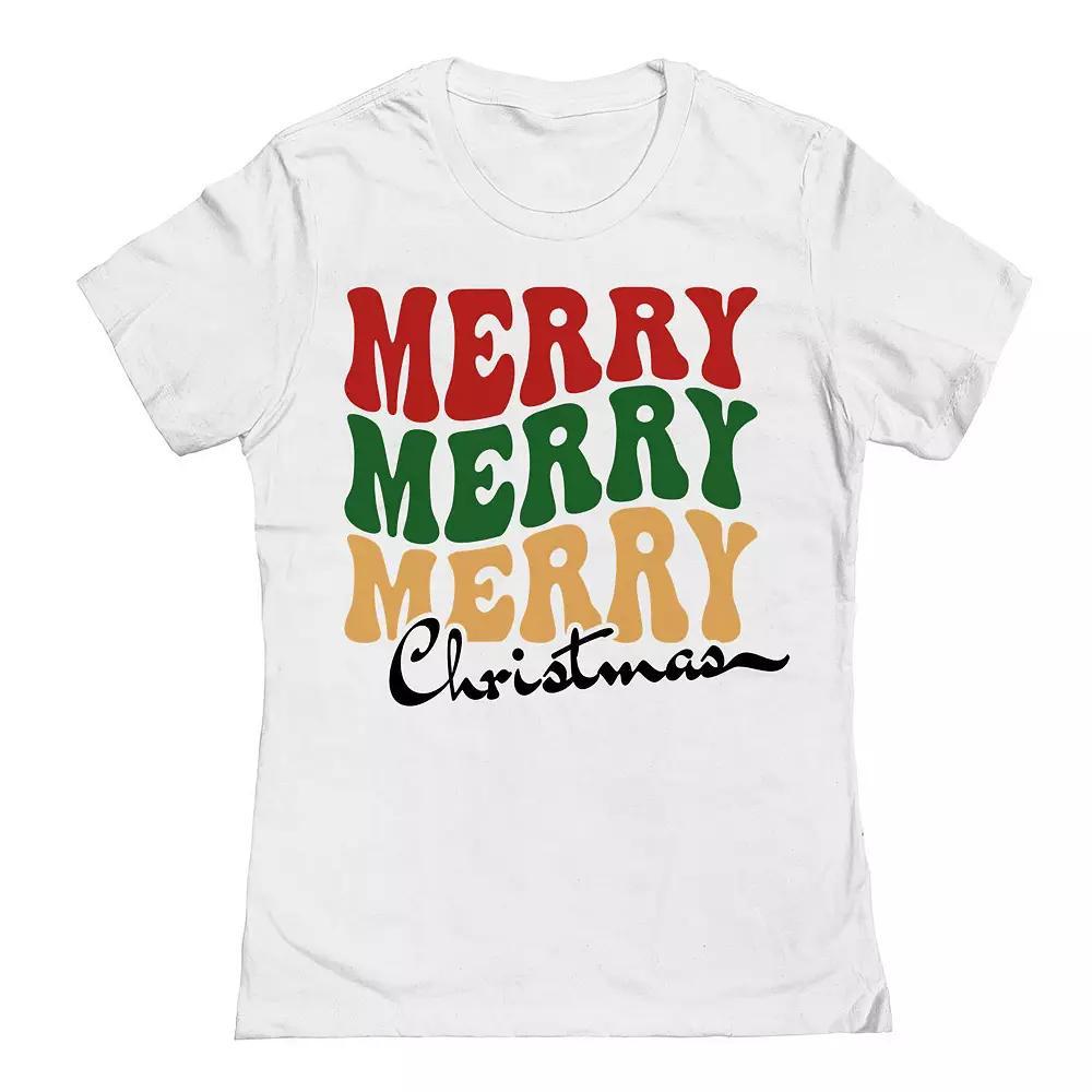 Junior's Merry Repeat 3 Christmas Graphic Tee, Women's, Size: Large, White Product Image