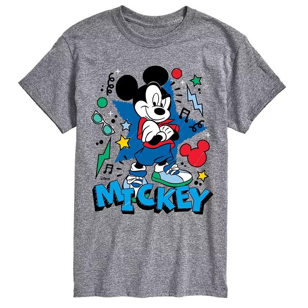 Disneys Mickey Mouse Mens Retro Sketch Graphic Tee Grey Gray Product Image