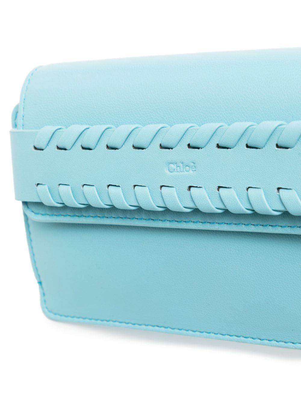 Braided-leather Crossbody Bag In Light Blue Product Image