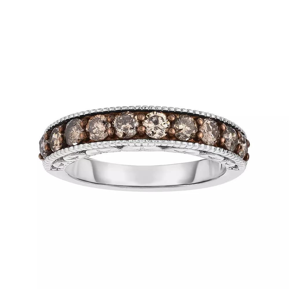Sterling Silver 1 Carat T.W. Champagne Diamond Ring, Women's, Size: 9, Brown Product Image