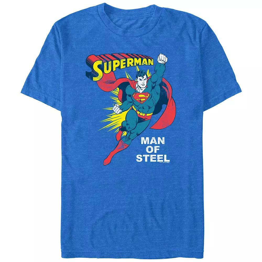 Big & Tall DC Comics Superman Man Of Steel Vintage Poster Graphic Tee, Men's, Size: 3XL Tall, Royal Grey Product Image