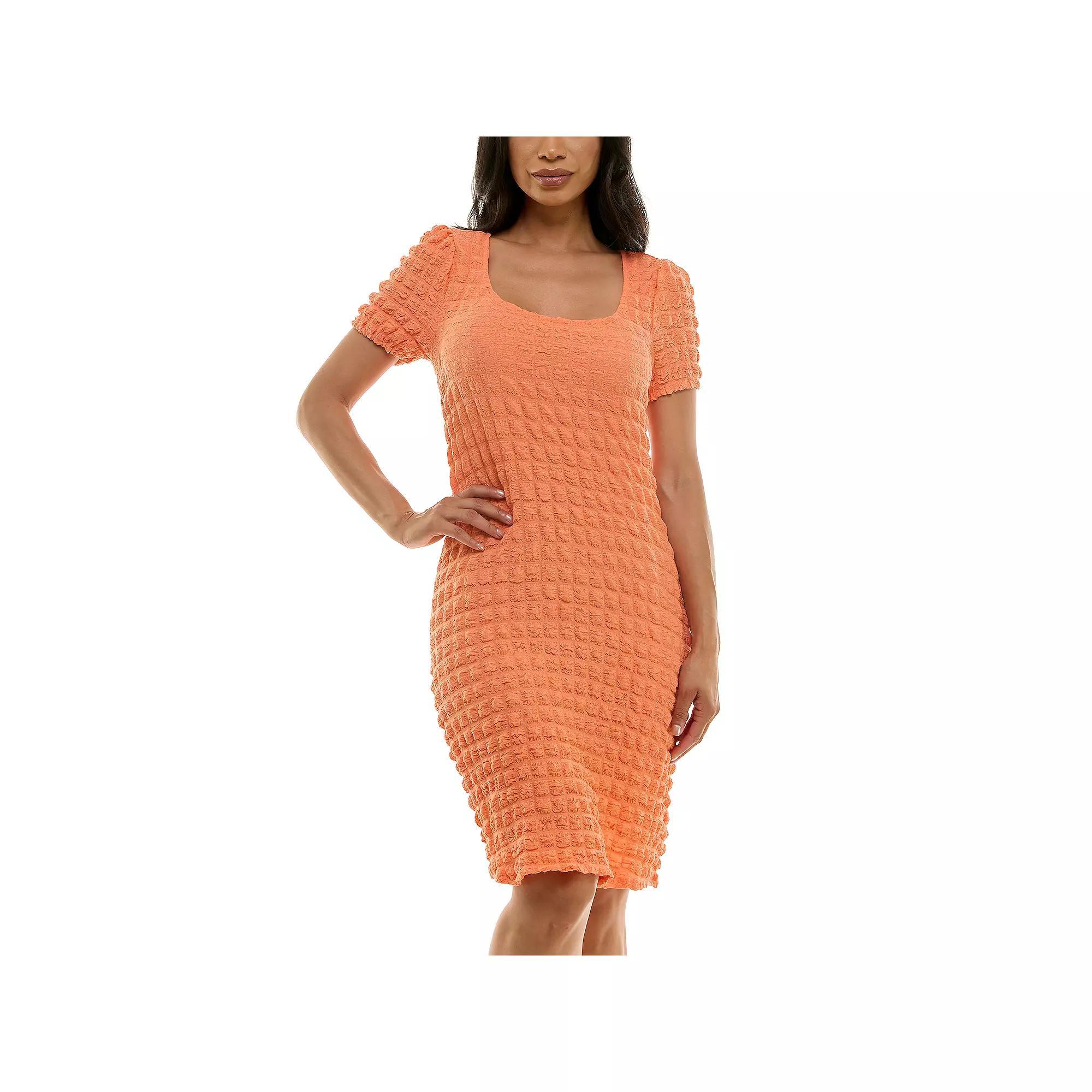 Women's Nina Leonard Popcorn Knit Sheath Dress, Size: XL, Dragon Fruit Product Image