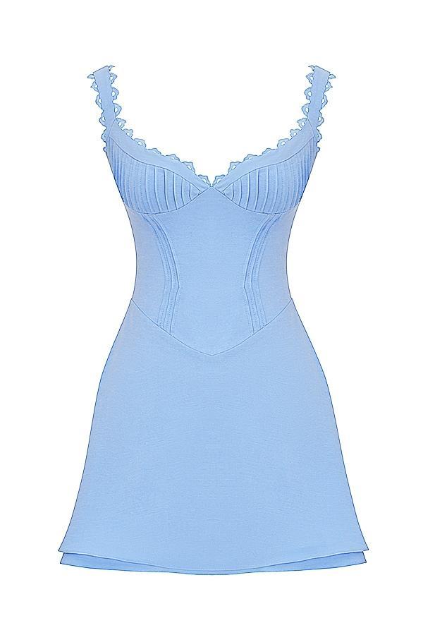 Tilly Blue Pin Tuck Mini Dress Product Image
