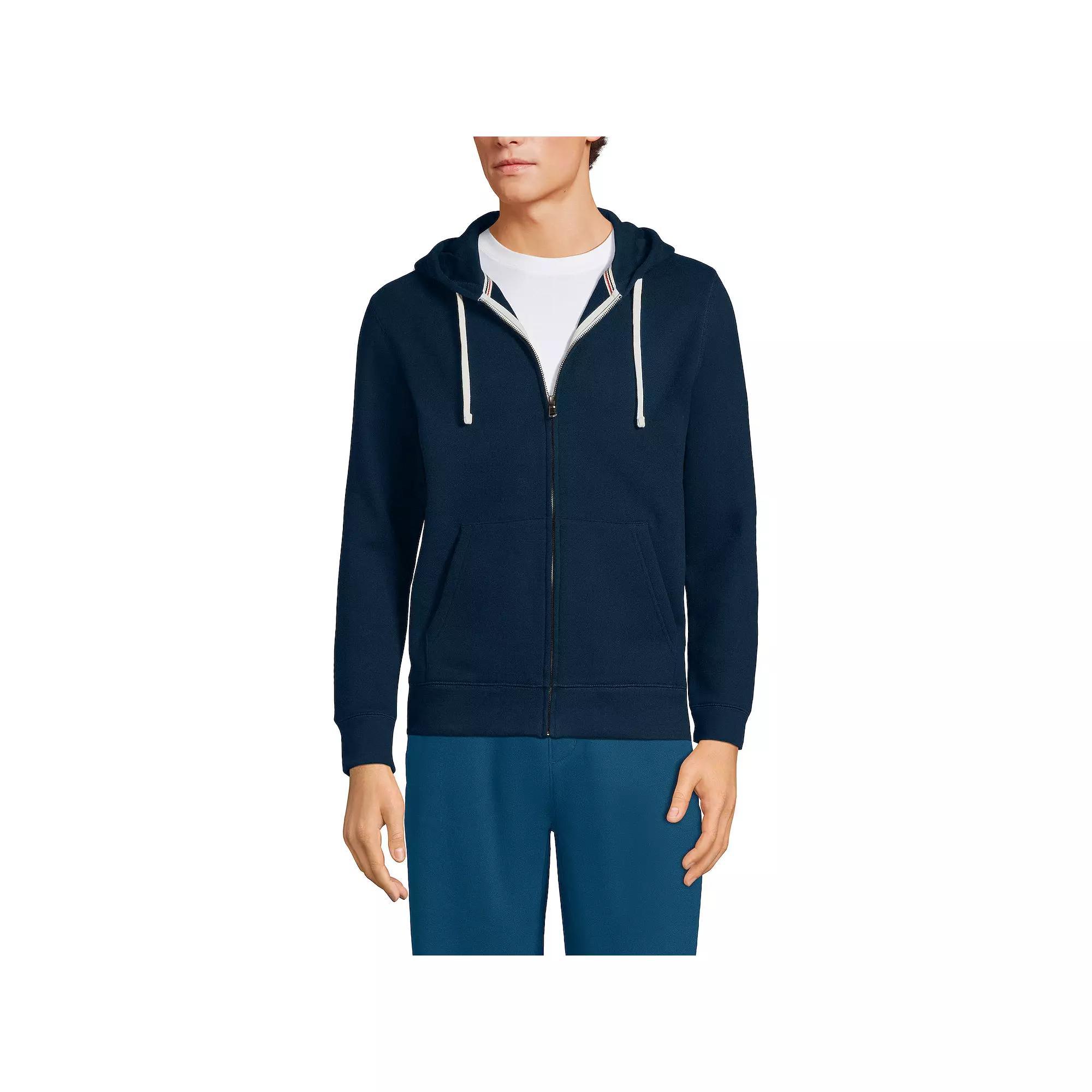 Men's Lands' End Serious Sweats Long Sleeve Full Zip Hoodie, Size: XL, Dark Grey Heather Product Image