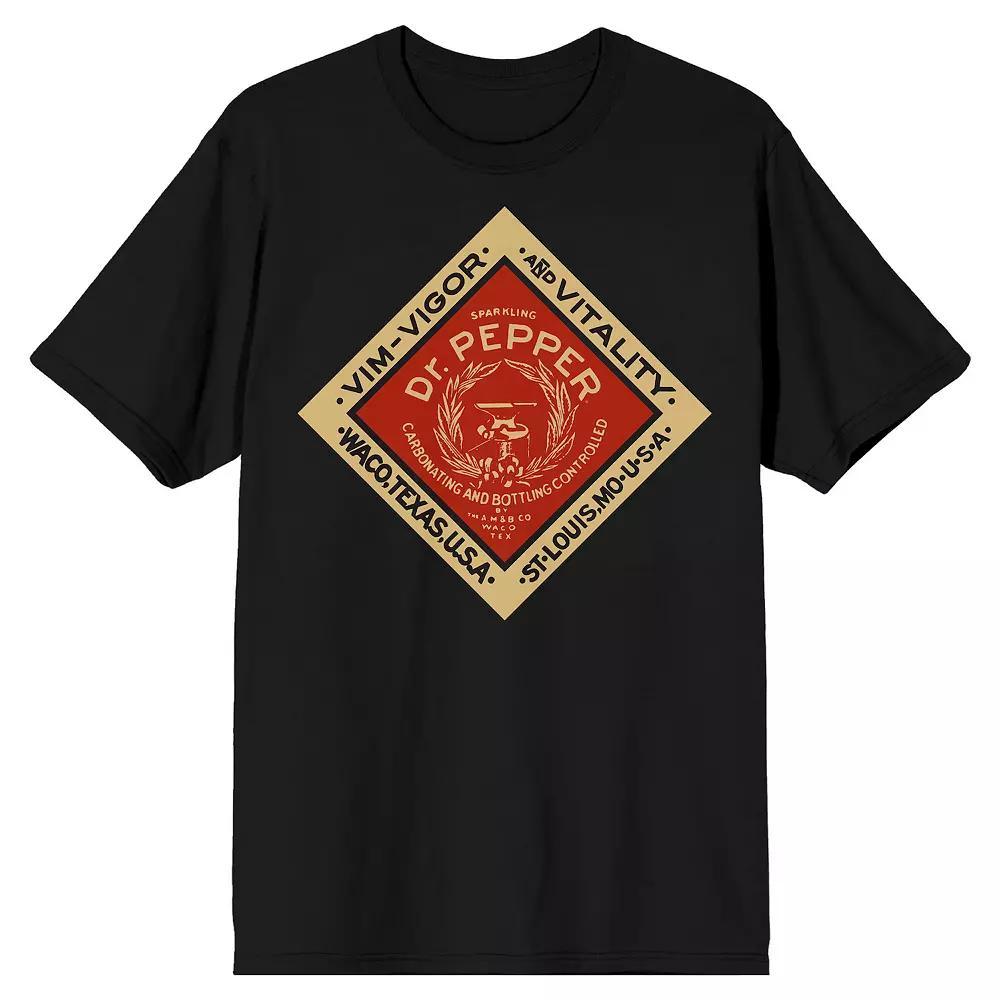 Men's Dr. Pepper Vintage Diamond Logo Graphic Tee, Size: Large, Black Product Image