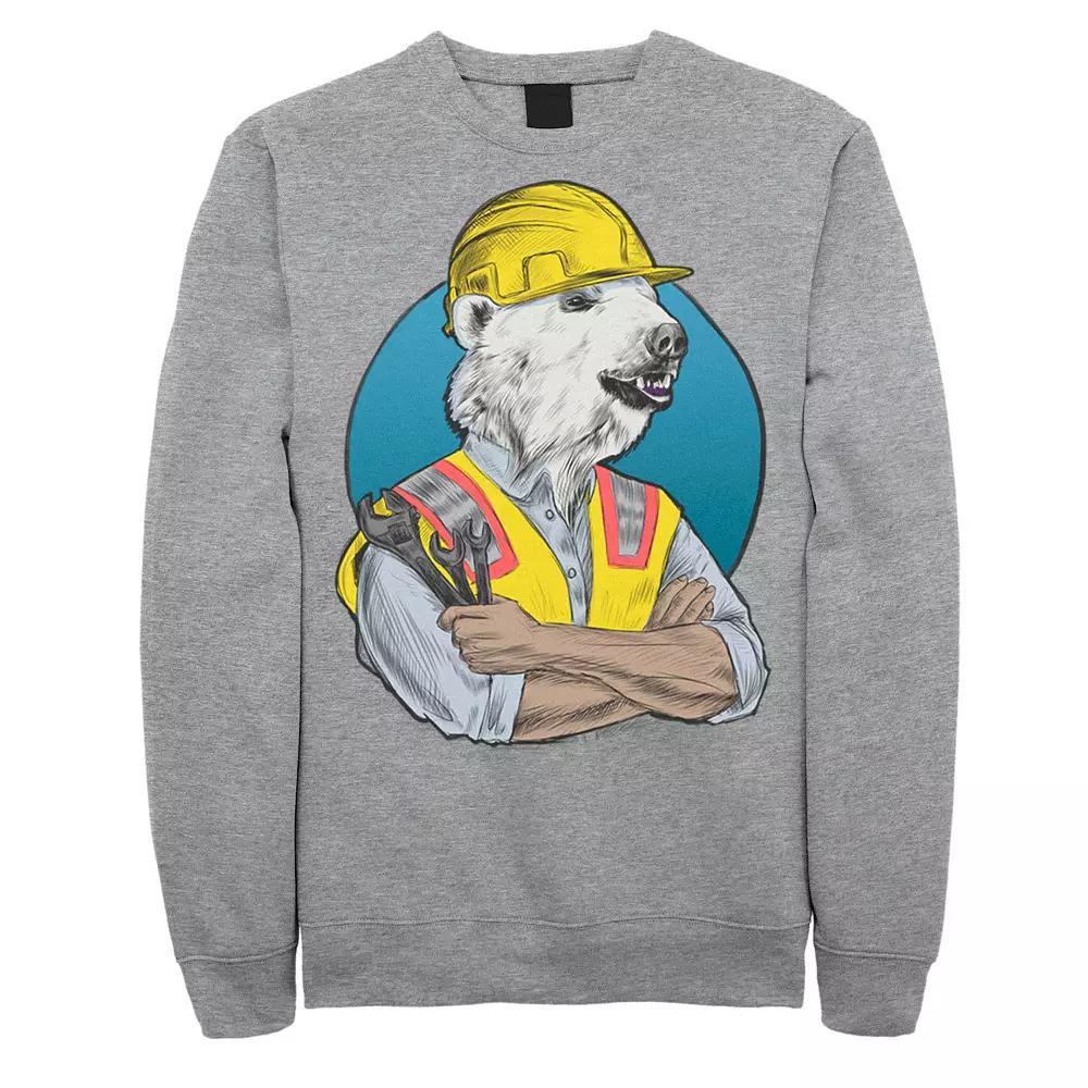 Men's Polar Bear Construction Worker Back Circle Fleece, Size: XL, Athletic Grey Product Image