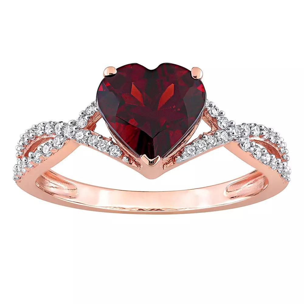 Stella Grace 14k Rose Gold Garnet & 1/5 Carat T.W. Diamond Infinity Heart Engagement Ring, Women's, Size: 8.50, 14k Rsgold Product Image