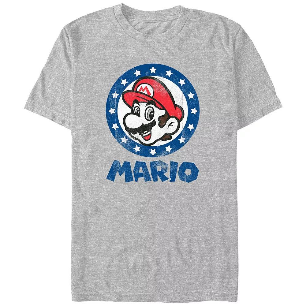 Big & Tall Super Mario Bros Mario Stamp Graphic Tee, Men's, Size: 3XL Tall, Athletic Grey Product Image