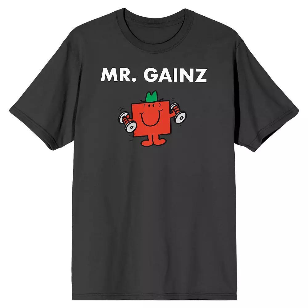 Men's Mr. Men And Little Miss Meme "Mr. Gainz" Graphic Tee, Size: Medium, Gray Product Image