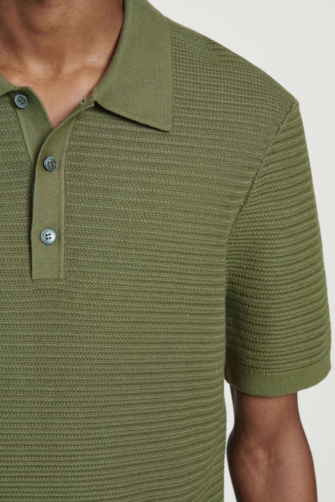 TEXTURED KNITTED COTTON POLO SHIRT Product Image