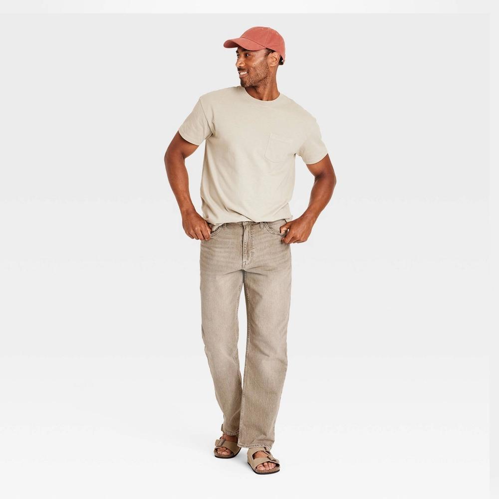 Mens Relaxed Fit Jeans - Goodfellow & Co Tan 40x32: Midweight , Stretch Fabric, Back Pocket, Fly Button Closure Product Image