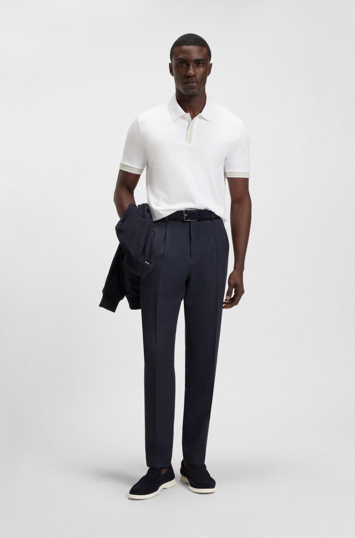 Slim-fit polo shirt in mercerized stretch-cotton piqué Product Image