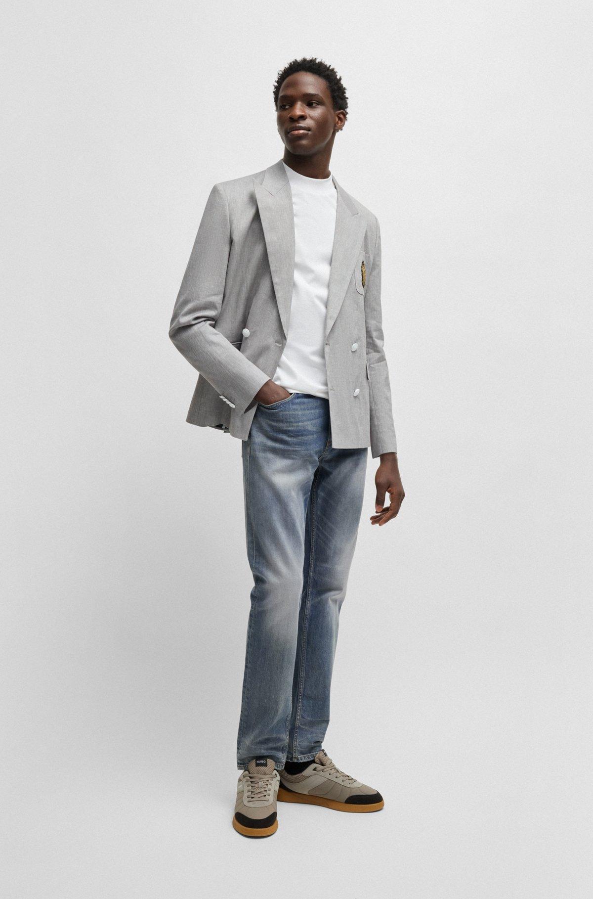 HUGO - Slim-fit jeans in gray-blue comfort-stretch denim - Blue Product Image