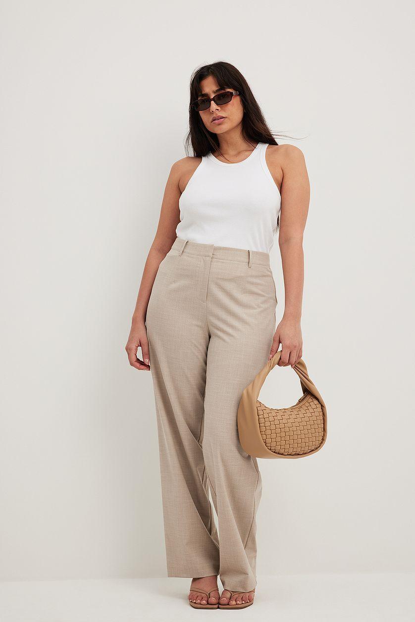 Structured Straight Leg Mid Waist Pants Product Image