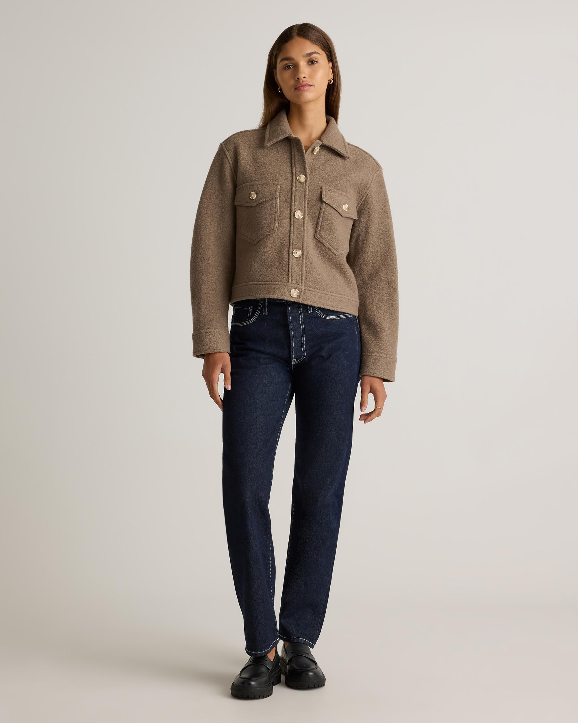 Quince | Women's 100% Merino Wool Cropped Shirt Jacket Product Image