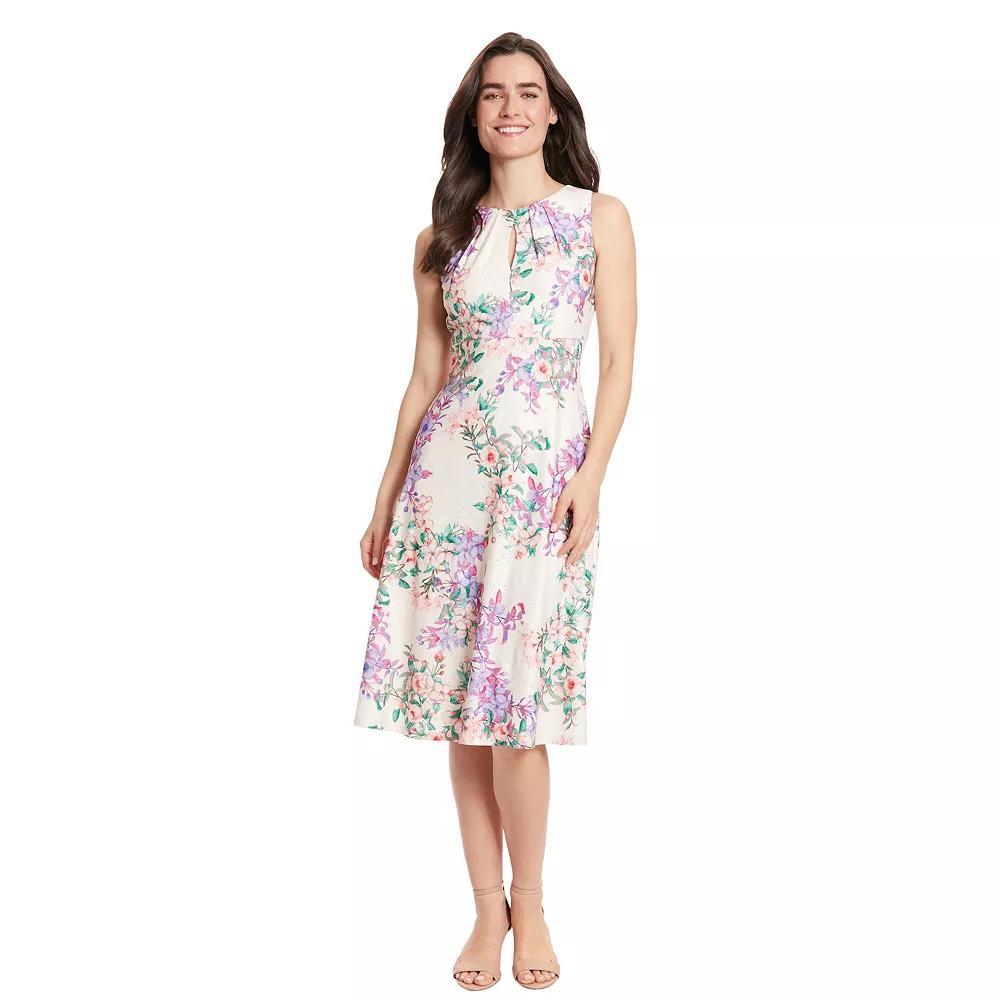 Women's London Times Eyelet Keyhole Neck Midi Dress, Size: 8, Yellow Product Image