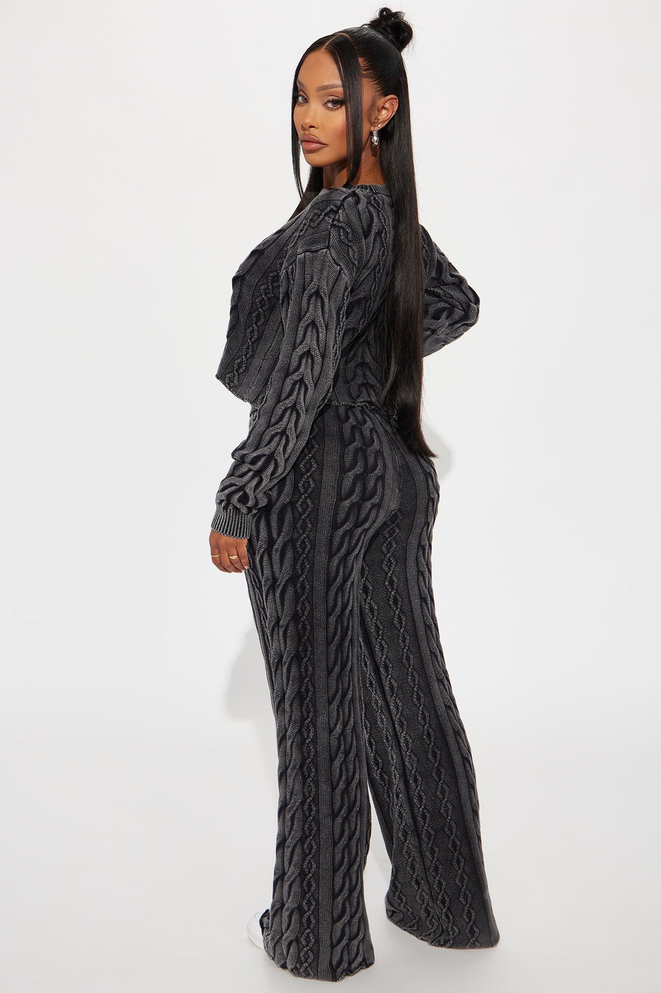 Ineza Mineral Wash Sweater Pant Set - Charcoal Product Image