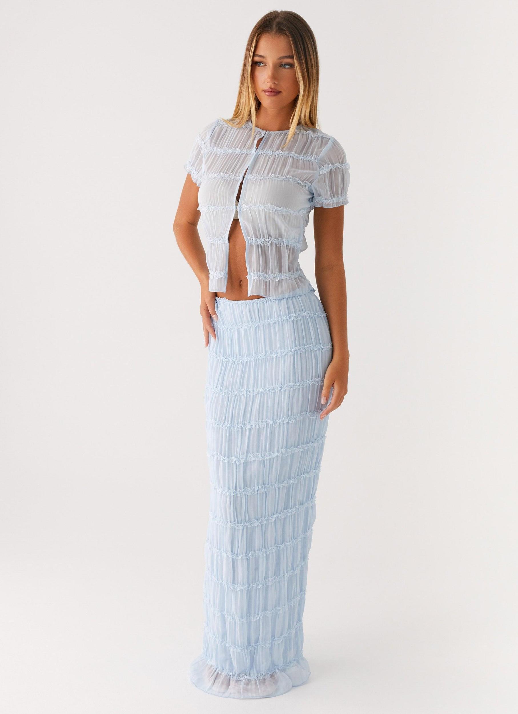 Daydreaming Low Rise Maxi Skirt - Blue Product Image