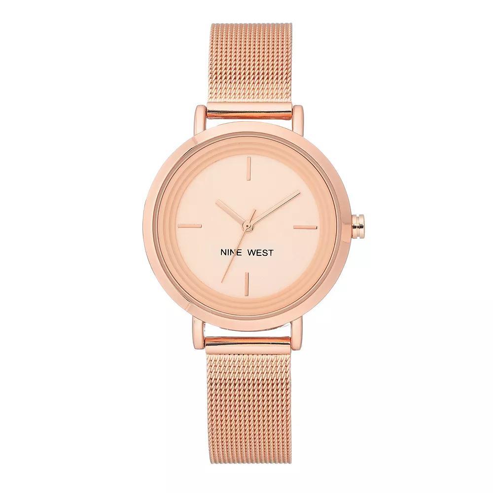 Nine West Women's Rose Gold Tone Mesh Bracelet Watch, Size: Medium, Rosegold Product Image