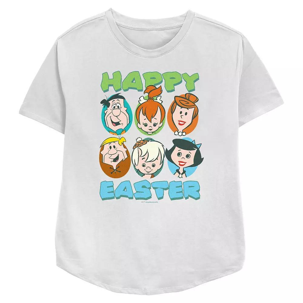 Women's The Flintstones Happy Easter Relaxed Fit Graphic Tee, Size: Large, White Product Image