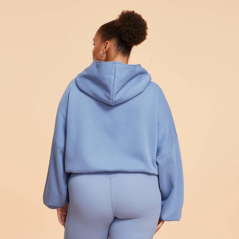 Blogilates Women's Marshmallow Full Zip Hooded Sweatshirt - Steel Blue 3X Product Image