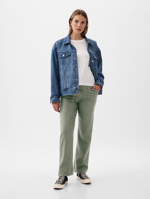 Maternity Full Panel Twill Khakis Product Image