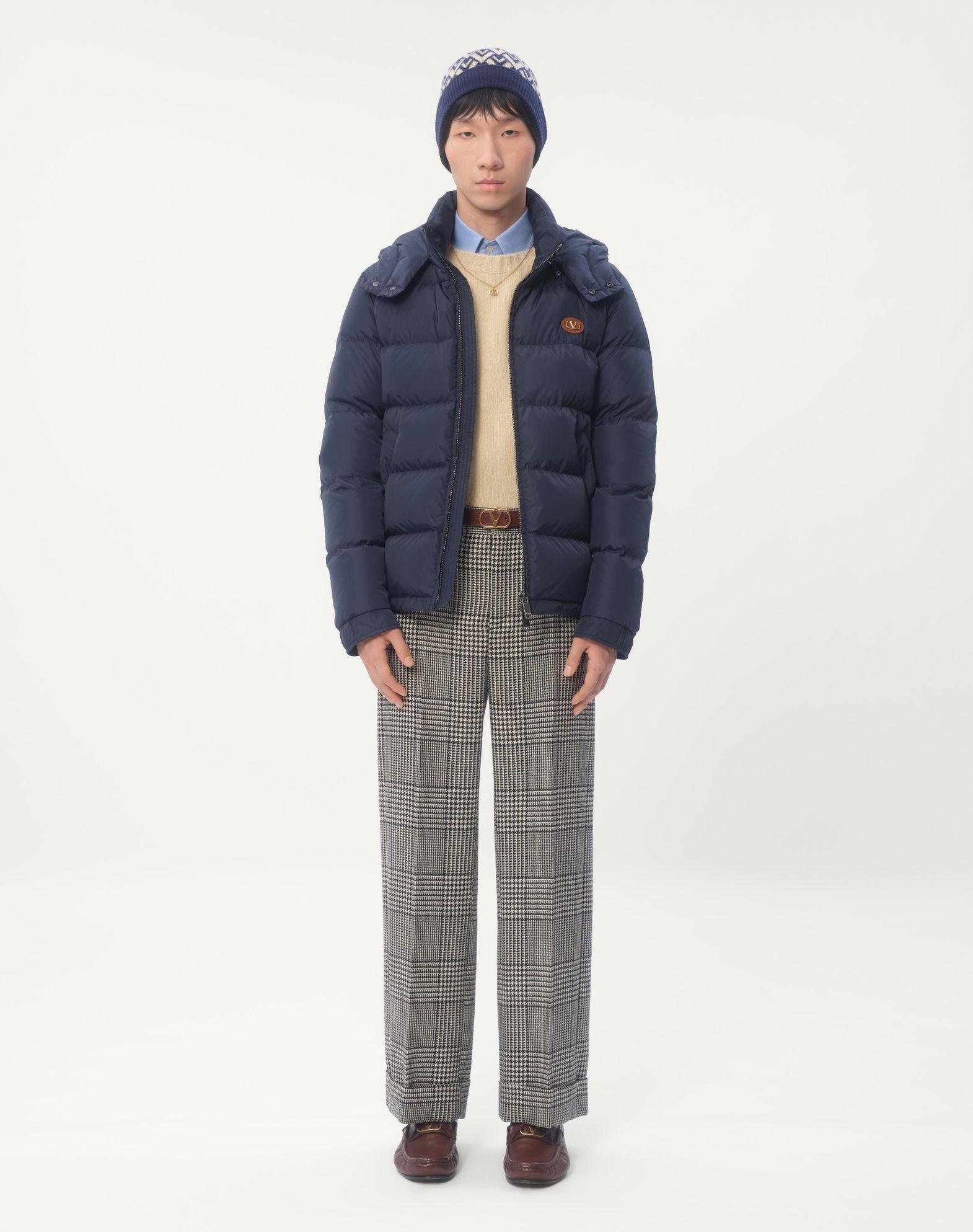 Nylon Hooded Down Jacket With Vlogo Patch Product Image