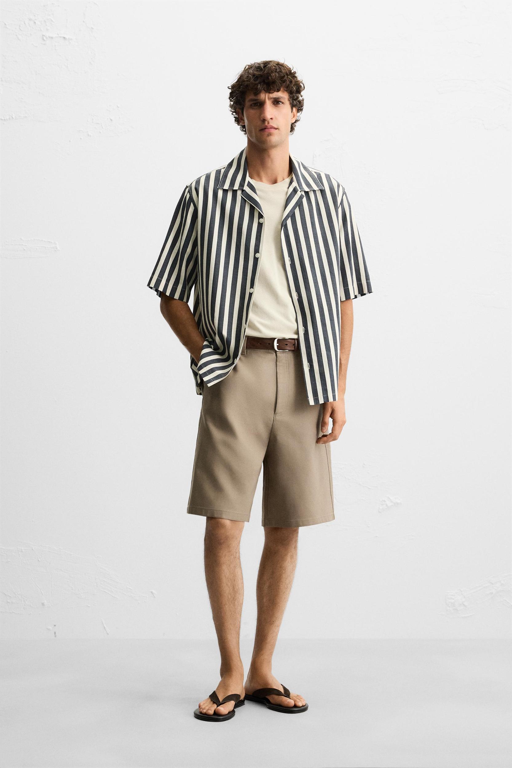 TEXTURED WEAVE STRIPED SHIRT Product Image