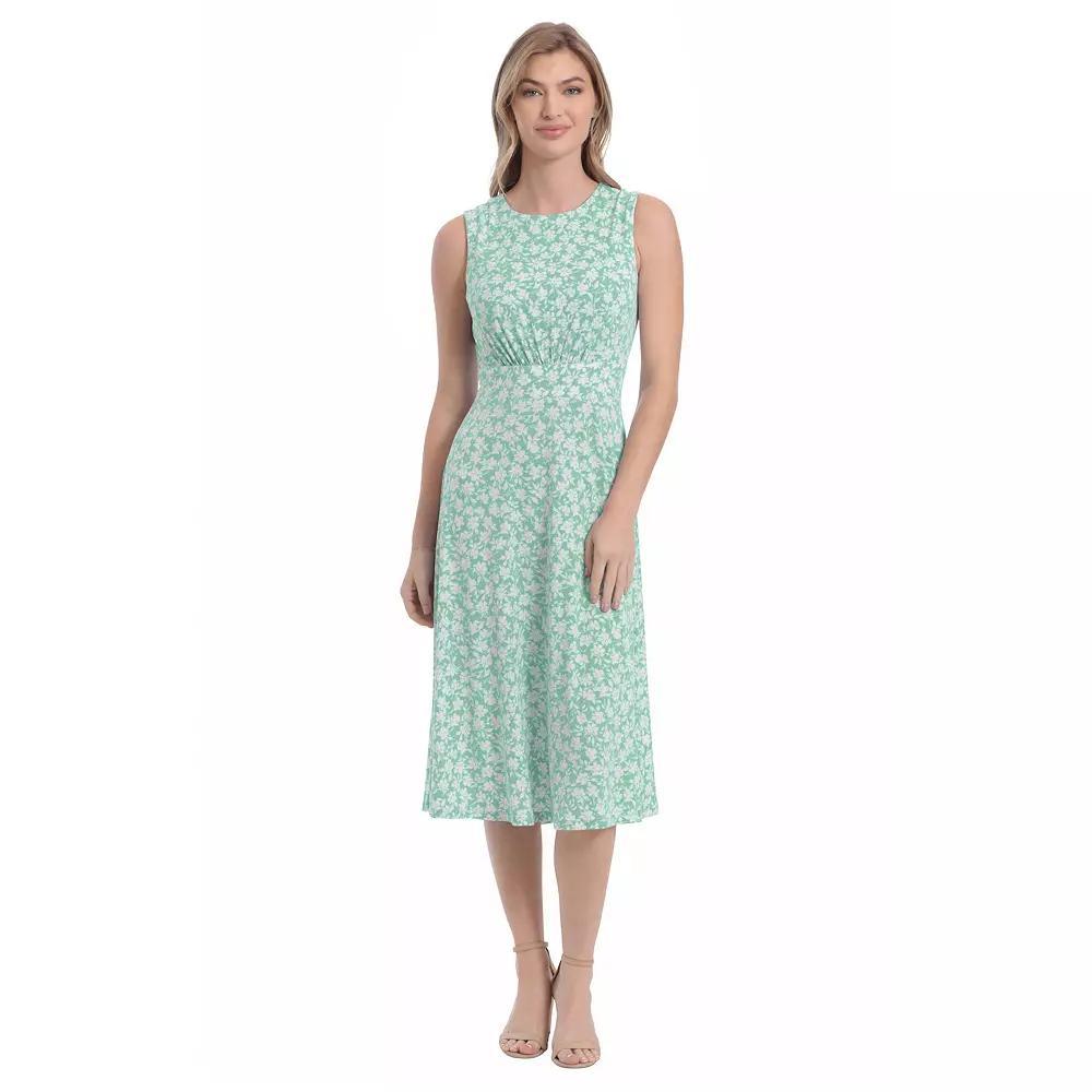 Women's London Times Inset Waist Print Midi Dress, Size: 12, Green Product Image