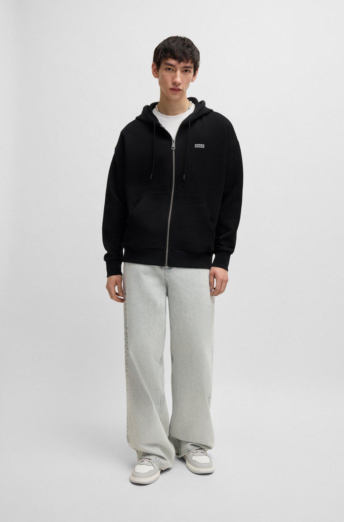 Cotton-terry hoodie with logo prints Product Image