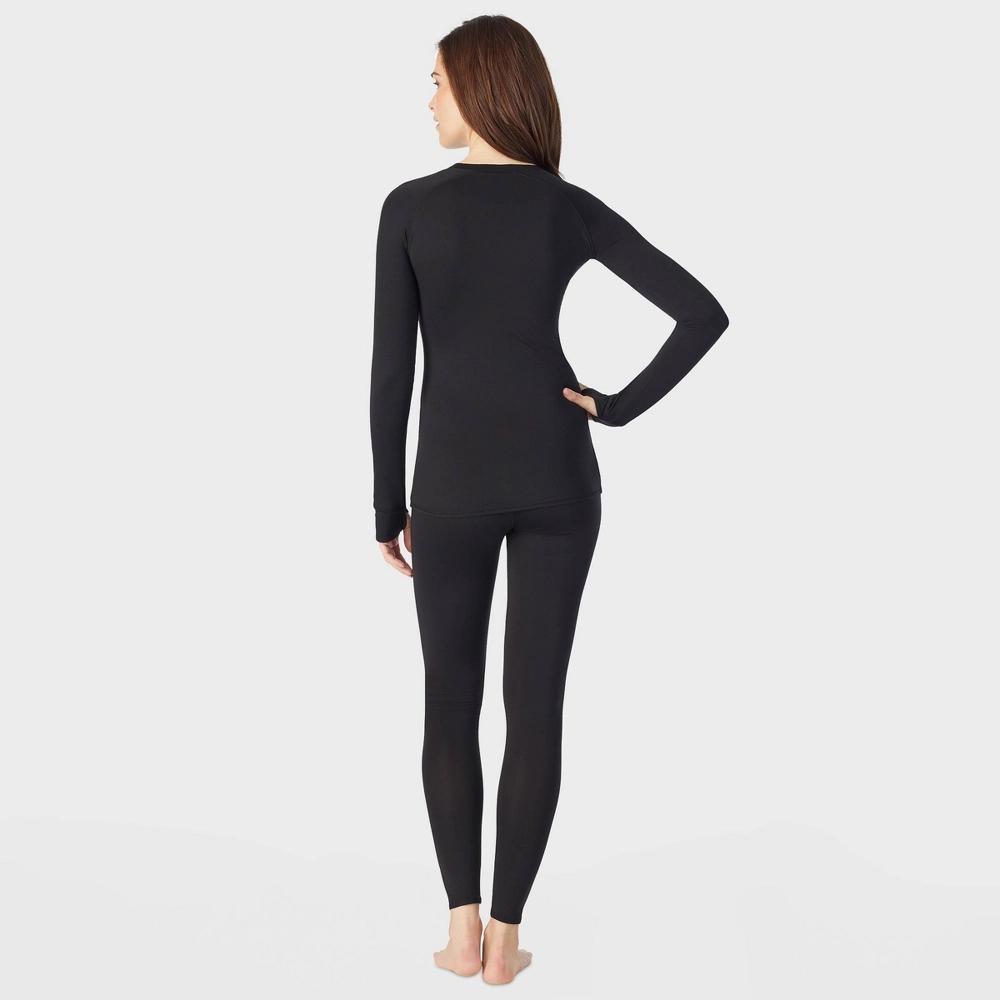 Warm Essentials by Cuddl Duds Womens Active Thermal Crewneck Top - Black M Product Image