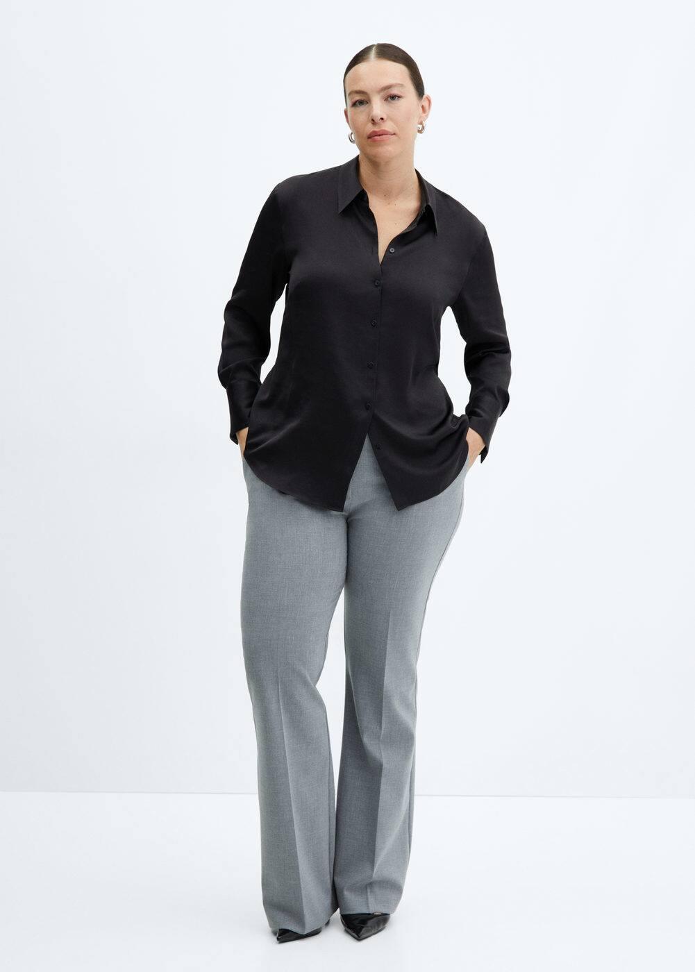 Mango Womens Satin Finish Flowy Shirt Product Image