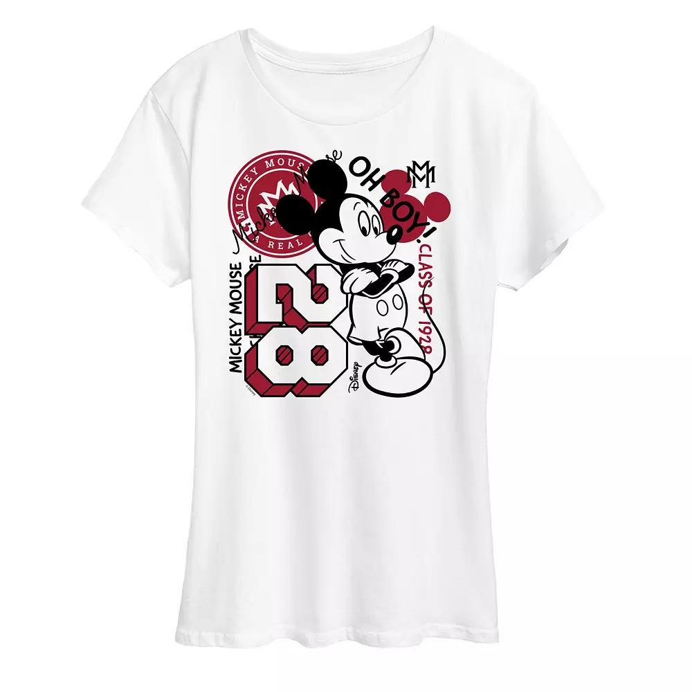 Disneys Mickey Mouse Womens Collegiate Collage Graphic Tee Product Image